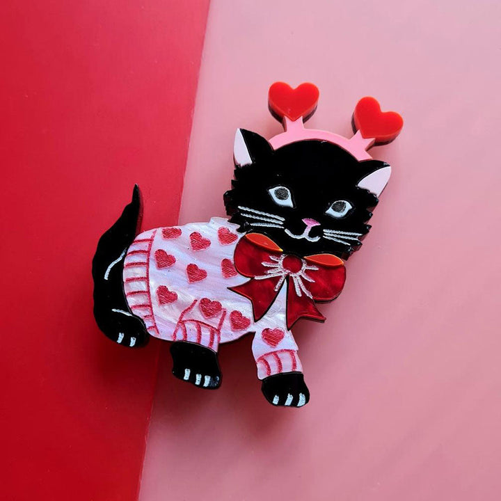 Feline Loved Up Brooch by Cherryloco Jewellery 3