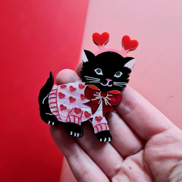 Feline Loved Up Brooch by Cherryloco Jewellery 4