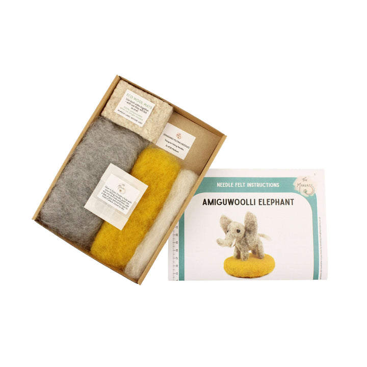 Felting Kit - Tiny Elephant Needle Felt Kit. Amiguwoolli