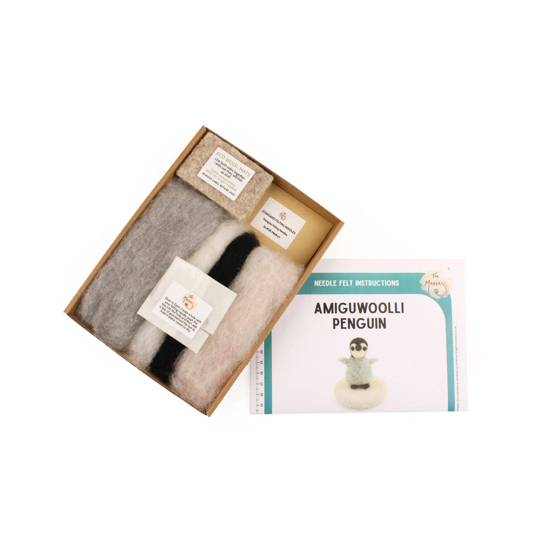 Felting Kit - Tiny Penguin Needle Felt Kit. Amiguwoolli
