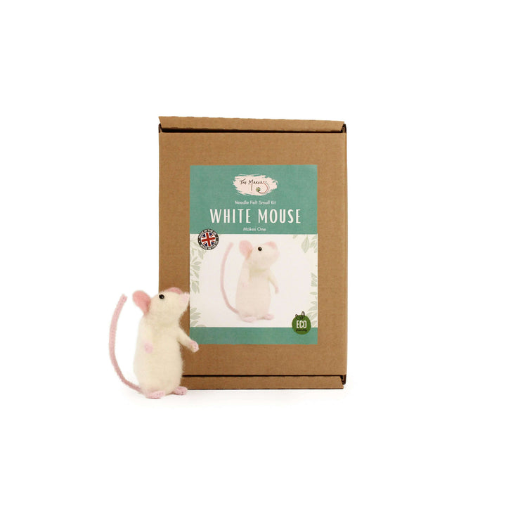 Felting Kit - White Mouse Needle Felt Kit