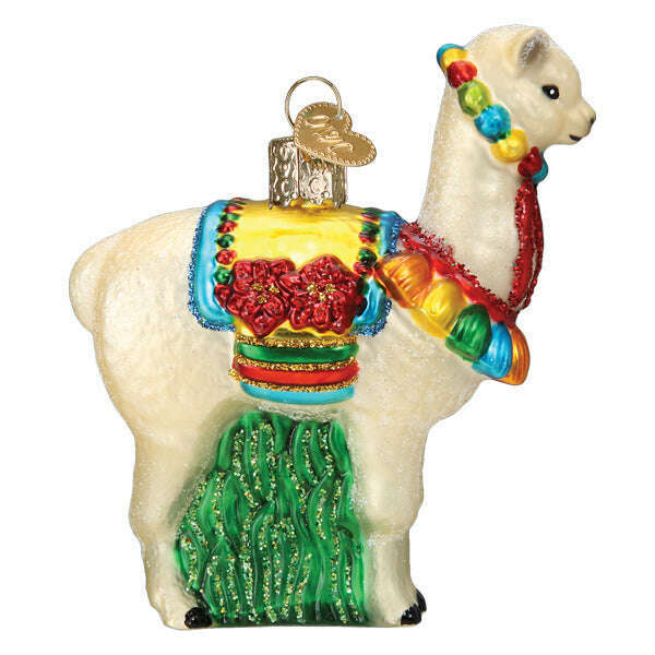 Old World Christmas Festive Alpaca Blown Glass Ornament