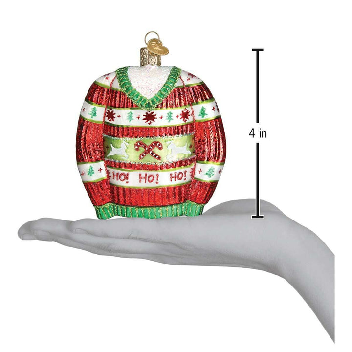 Old World Christmas Festive Christmas Sweater Blown Glass Ornament