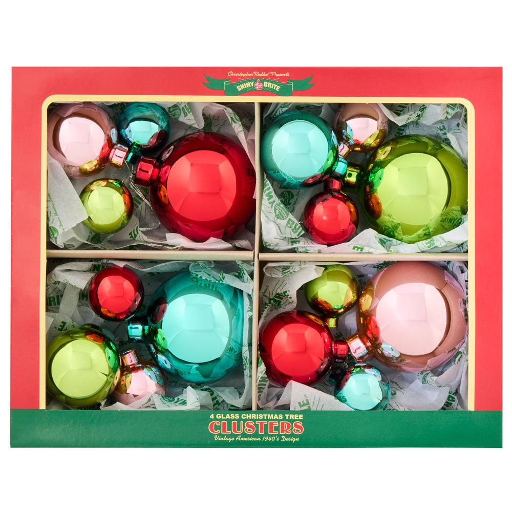 Festive Fete 4Pc 1.25", 1.75" & 2.5" Clusters by Shiny Brite 