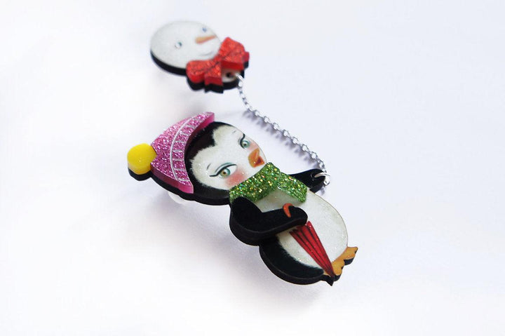 Festive Penguin with Balloon Brooch by Laliblue - Quirks!