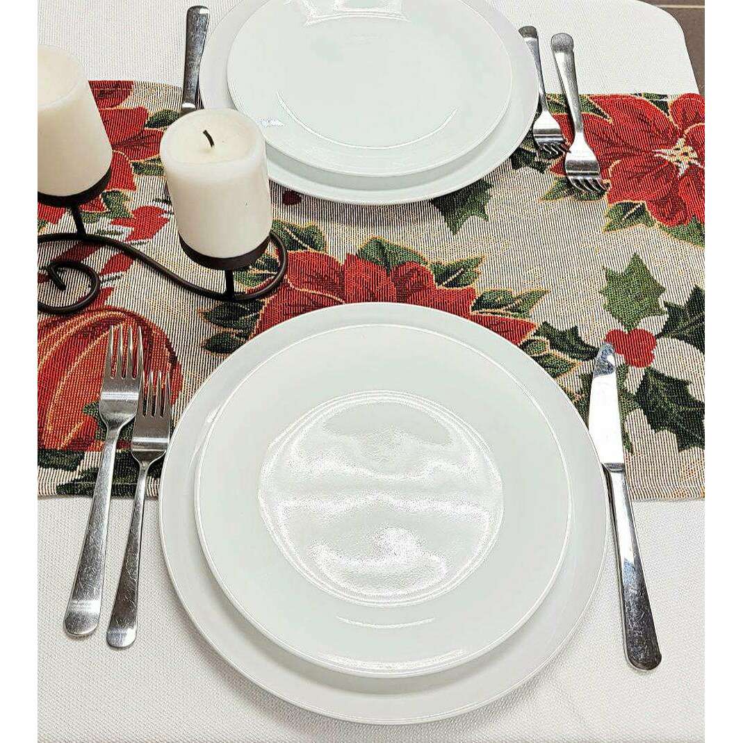 Festive Poinsettias Christmas Table Runner F07M5-8B