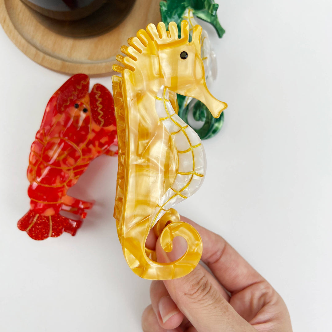 Acetate Ocean Series Animal Hair Clips Lobster Seahorse