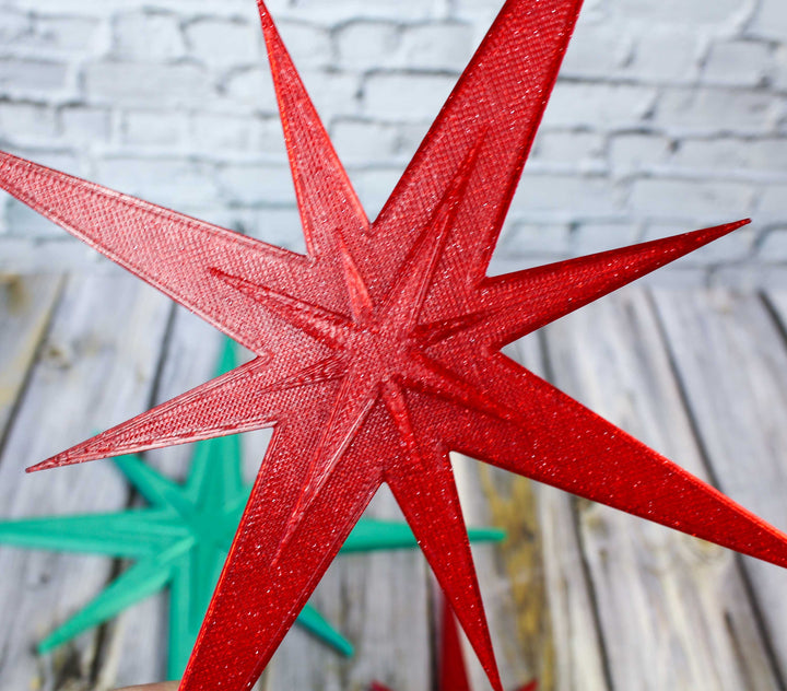 Midcentury Modern Holiday Sparkle Starbursts Wall Decor (4 Pack - Green Sparkle/Red Sparkle)