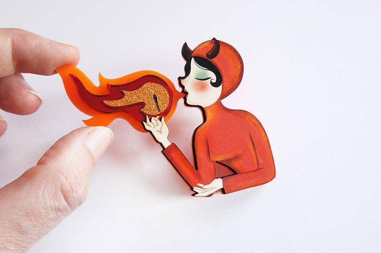 Fire Breather Halloween Brooch by Laliblue - Quirks!