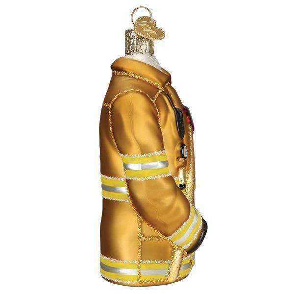 Old World Christmas Firefighter's Coat Blown Glass Ornament