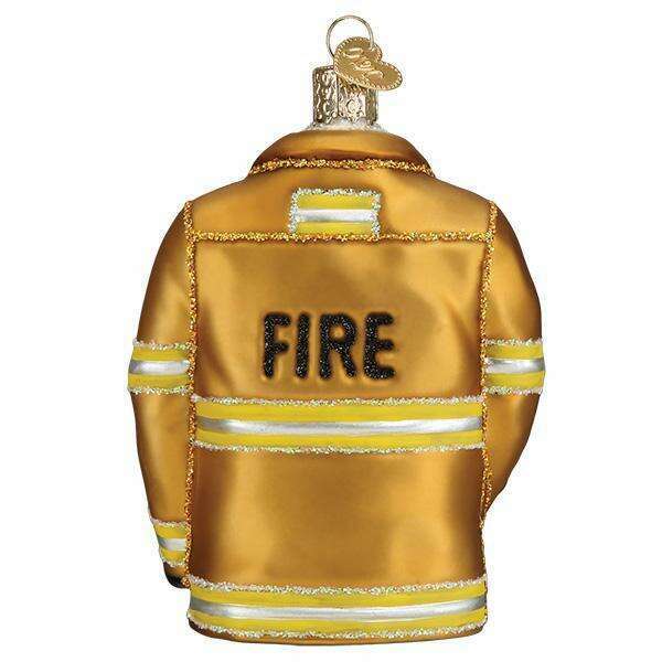 Old World Christmas Firefighter's Coat Blown Glass Ornament