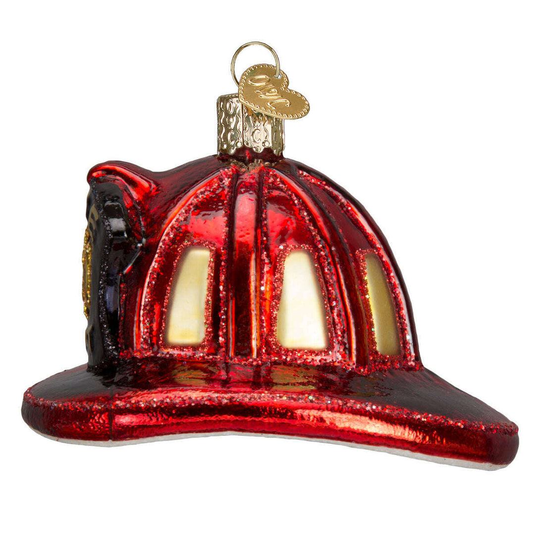 Old World Christmas Fireman's Helmet Blown Glass Ornament
