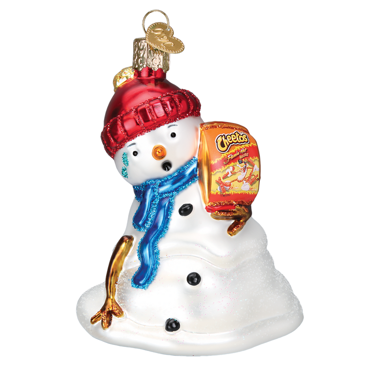 Old World Christmas Flamin' Hot Cheetos Snowman Blown Glass Ornament
