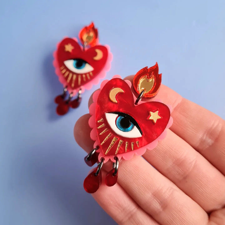 Flaming Heart Earrings by Cherryloco Jewellery 1