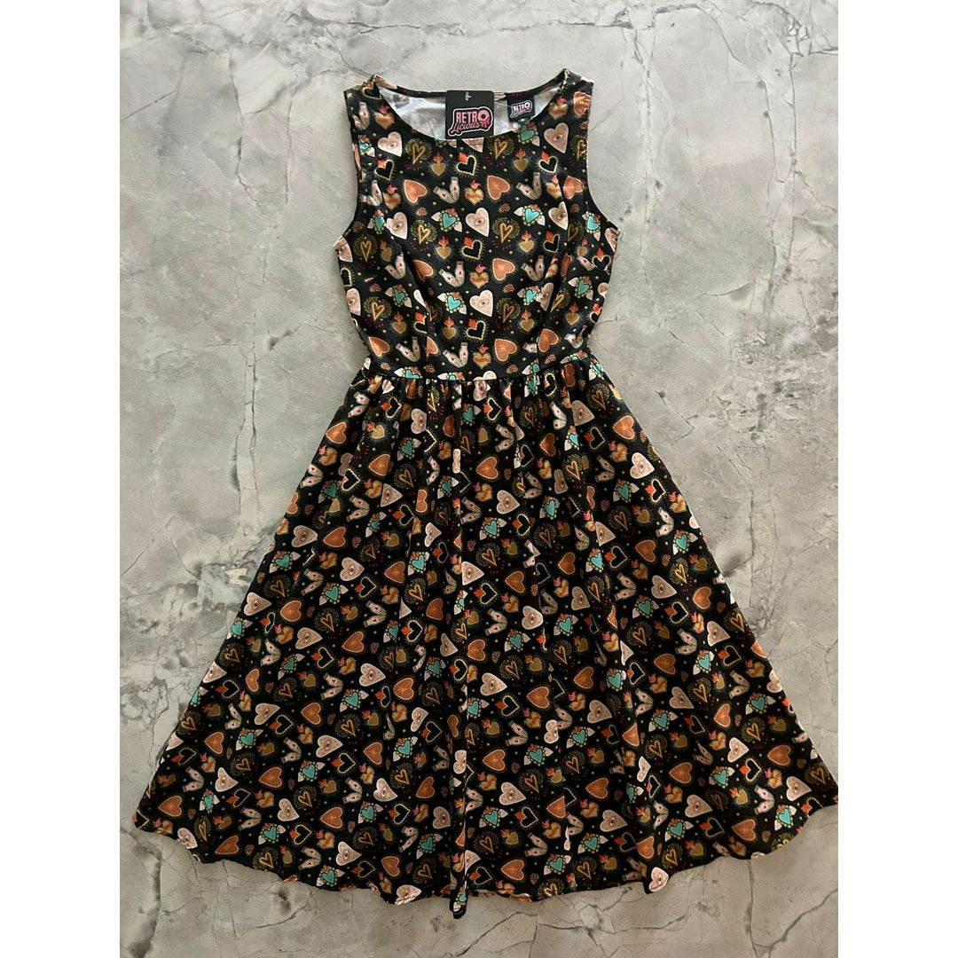 Flaming Hearts Midi Dress