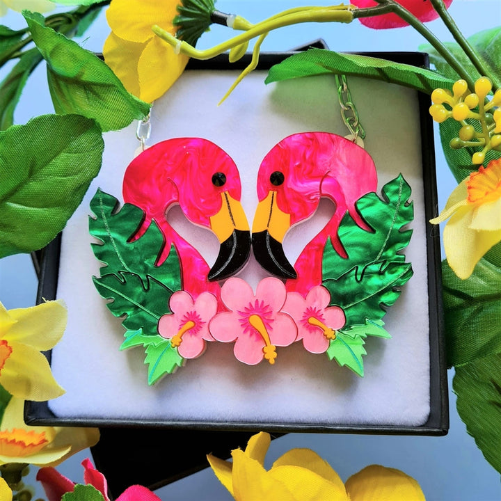 Flamingo Love Necklace by Cherryloco Jewellery 