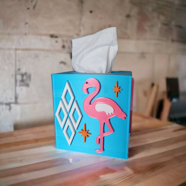 Atomic Flamingo Tissue Box Cover