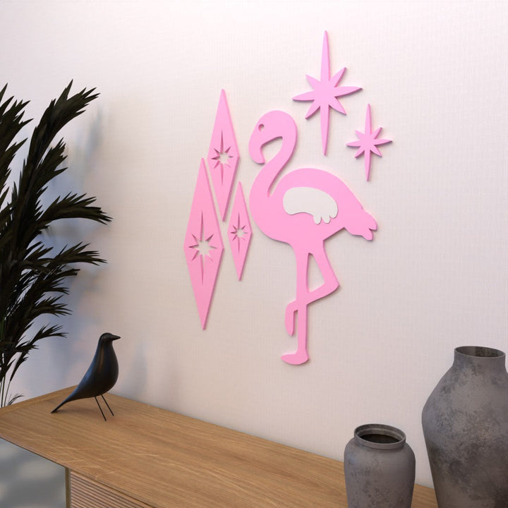 Atomic Flamingo Mid Century Modern Wall Decor