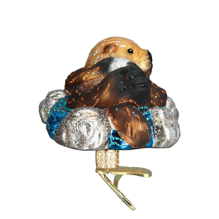 Old World Christmas Floating Sea Otter Blown Glass Ornament