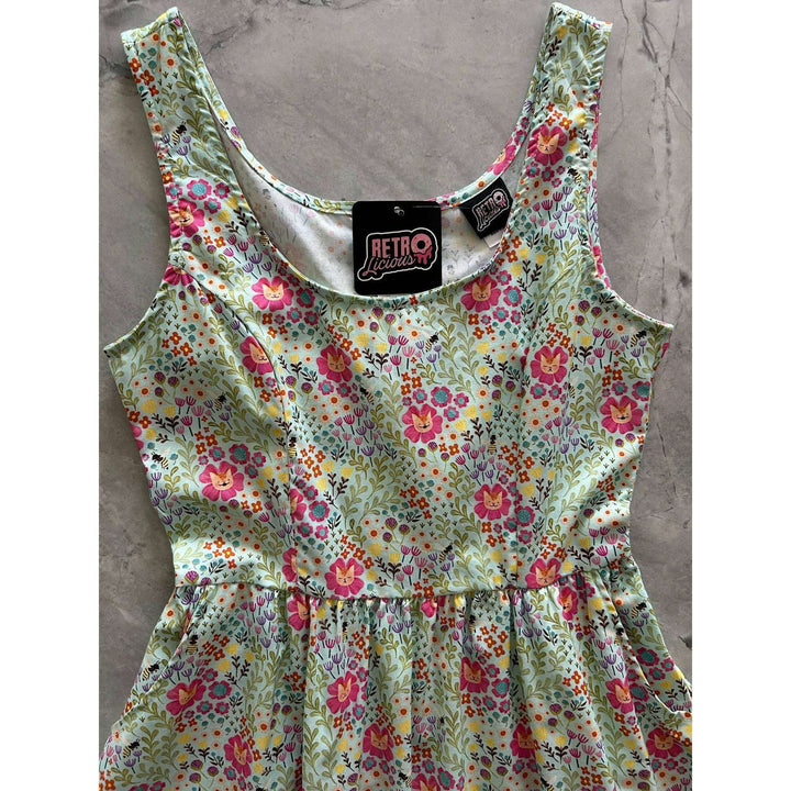 Floral Cats Fit & Flare Dress