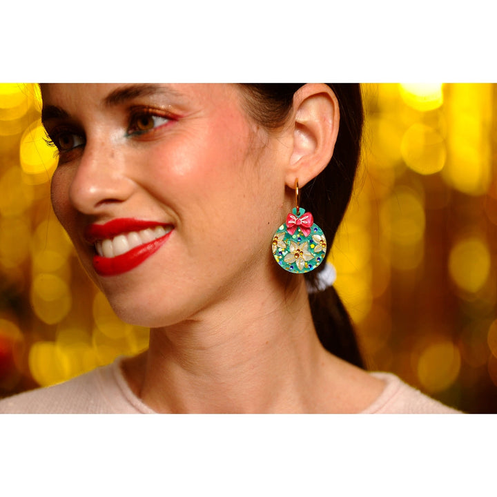 Floral Christmas Ornament Earrings by Laliblue 1