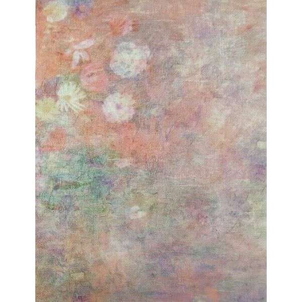 Floral Reverie Designer Printed AIDA Fabric. Canvas for embroidery with an applied background  KF-1239A