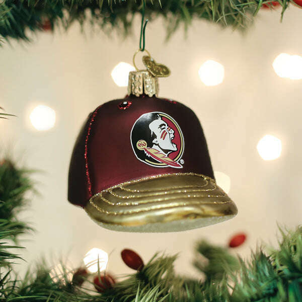 Old World Christmas Florida State Baseball Cap Blown Glass Ornament