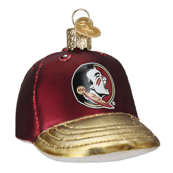 Old World Christmas Florida State Baseball Cap Blown Glass Ornament