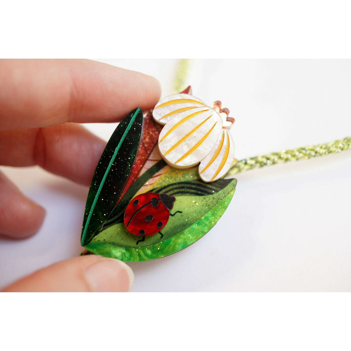 Flower and Ladybug Bolo Necklace – view 3