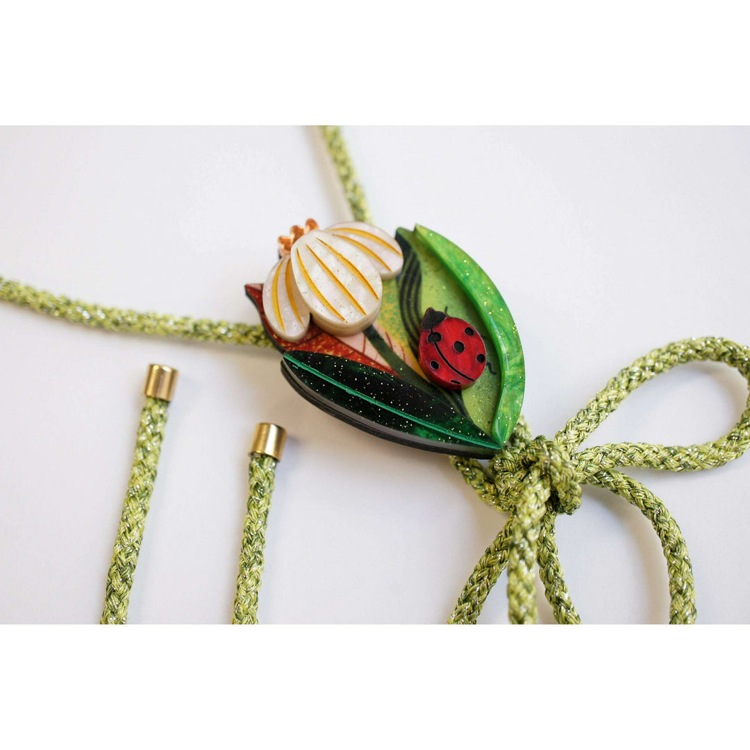 Flower and Ladybug Bolo Necklace – view 5