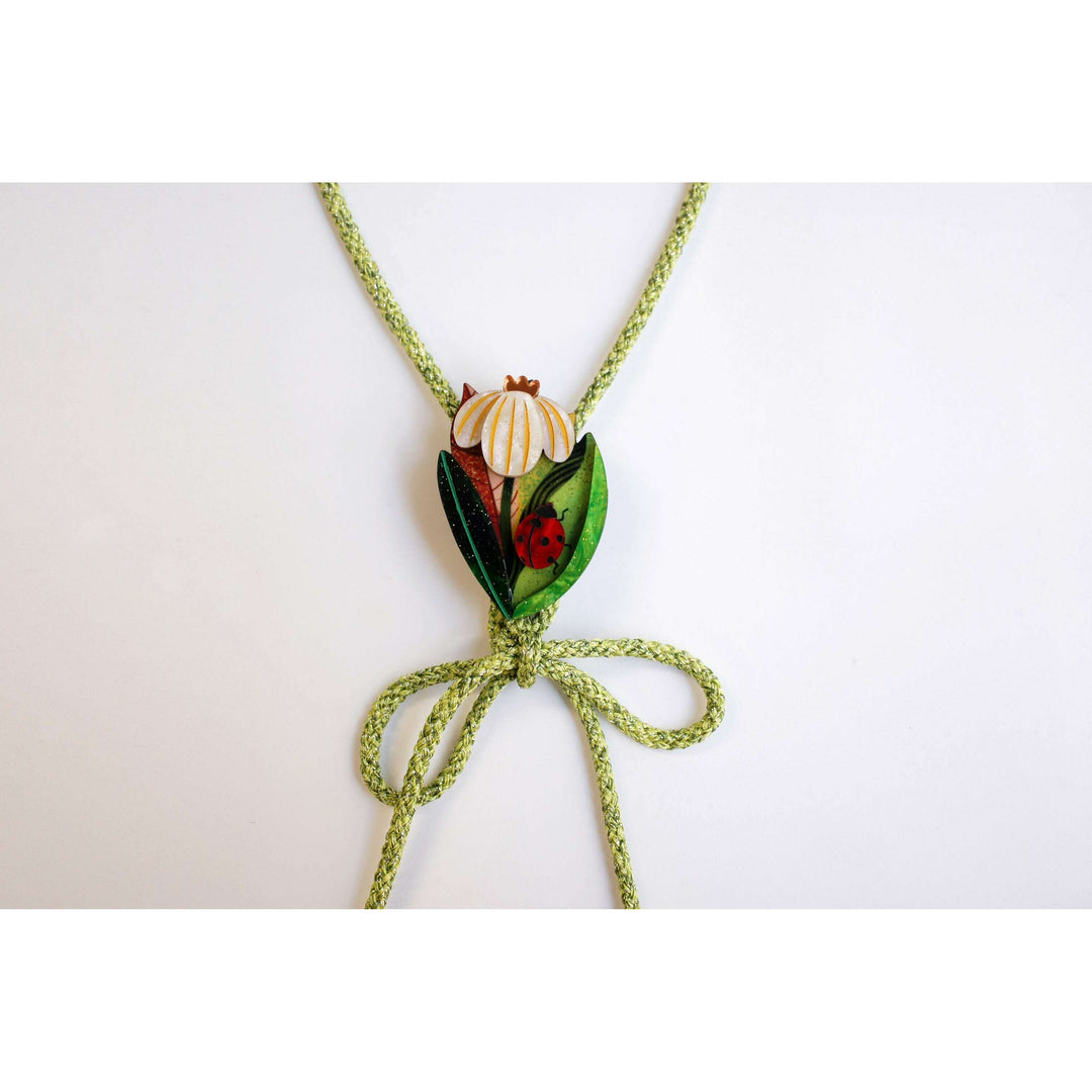 Flower and Ladybug Bolo Necklace – view 6