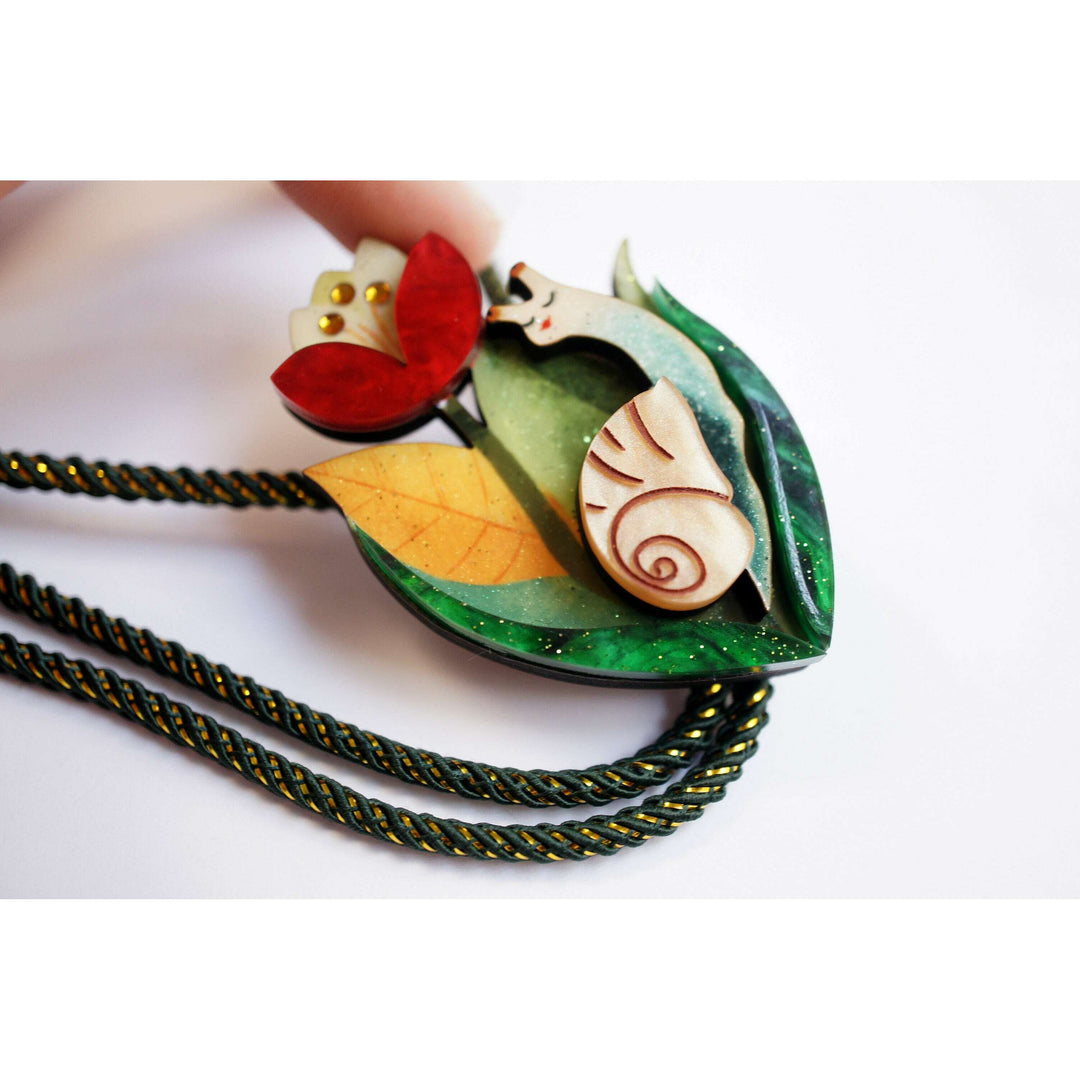 Flower and Snail Bolo Necklace – view 5