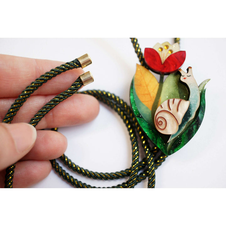 Flower and Snail Bolo Necklace – view 6