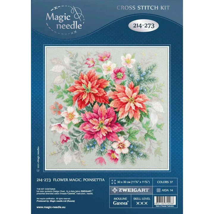 Flower Magic.Poinsettia 214-273 Counted Cross-Stitch Kit