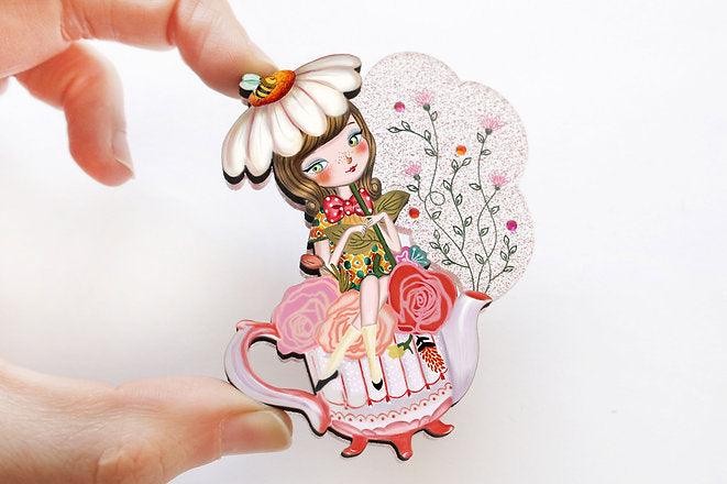 Flower Tea Brooch by LaliBlue - Quirks!