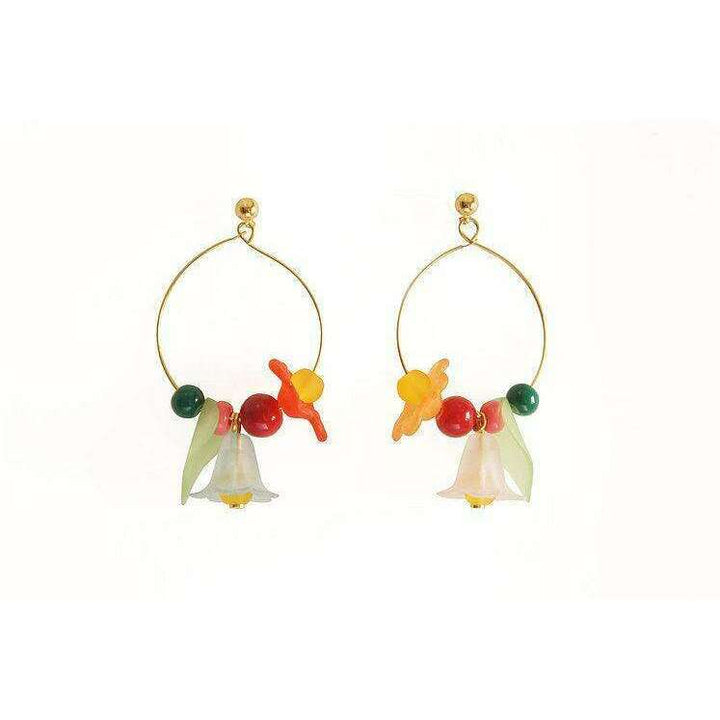 Flowered Hoop Earrings Halloween Brooch by Laliblue - Quirks!