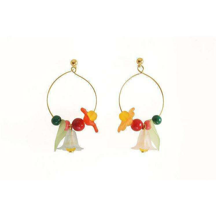 Flowered Hoop Earrings Halloween Brooch by Laliblue - Quirks!