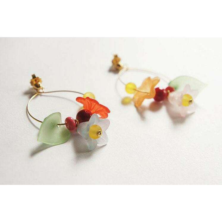 Flowered Hoop Earrings Halloween Brooch by Laliblue - Quirks!