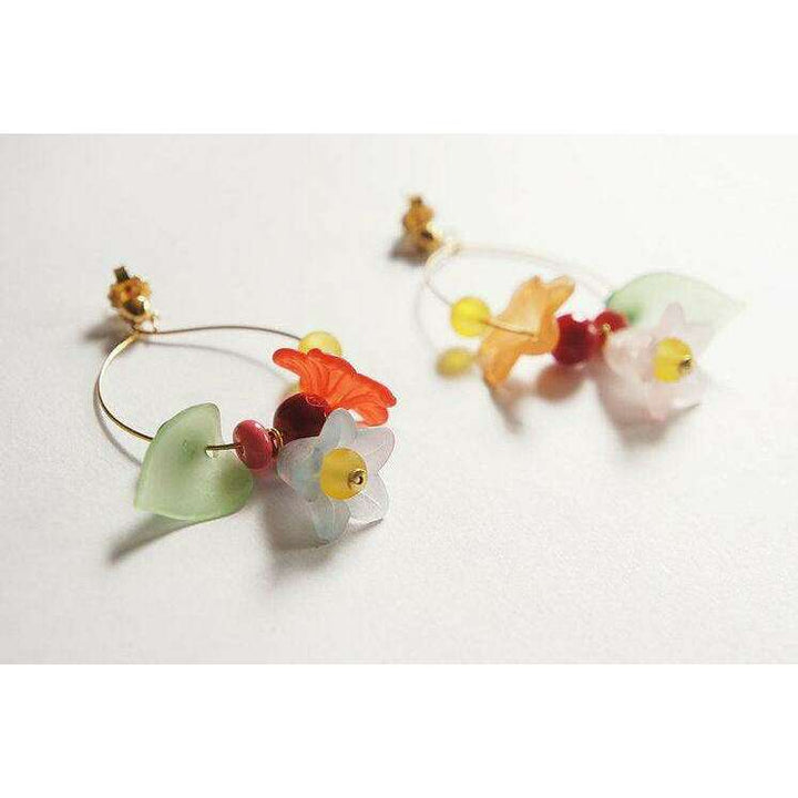 Flowered Hoop Earrings Halloween Brooch by Laliblue - Quirks!