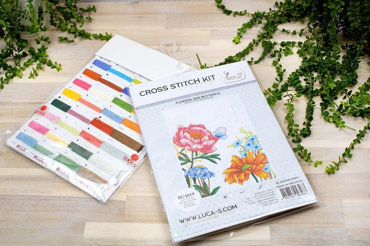 Flowers and Butterfly BU4019L Counted Cross-Stitch Kit