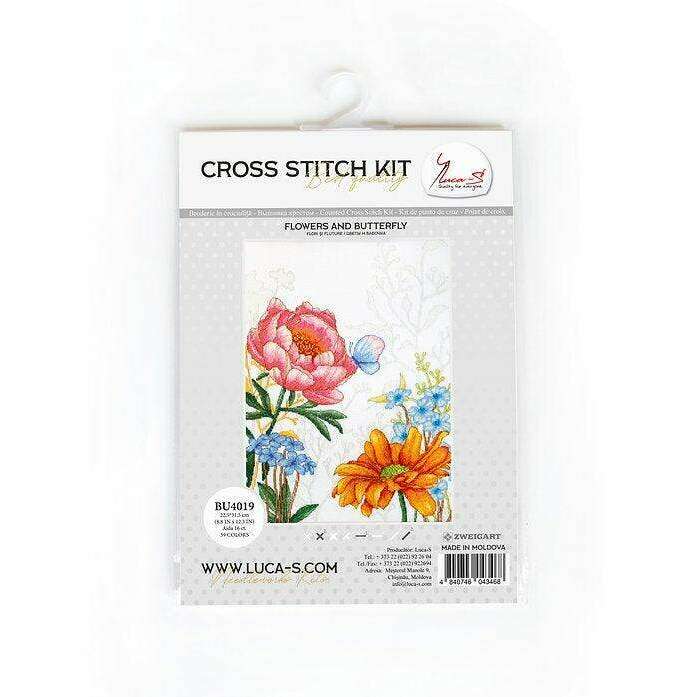 Flowers and Butterfly BU4019L Counted Cross-Stitch Kit