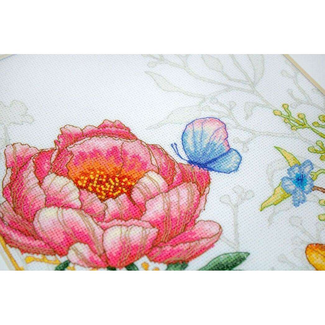 Flowers and Butterfly BU4019L Counted Cross-Stitch Kit