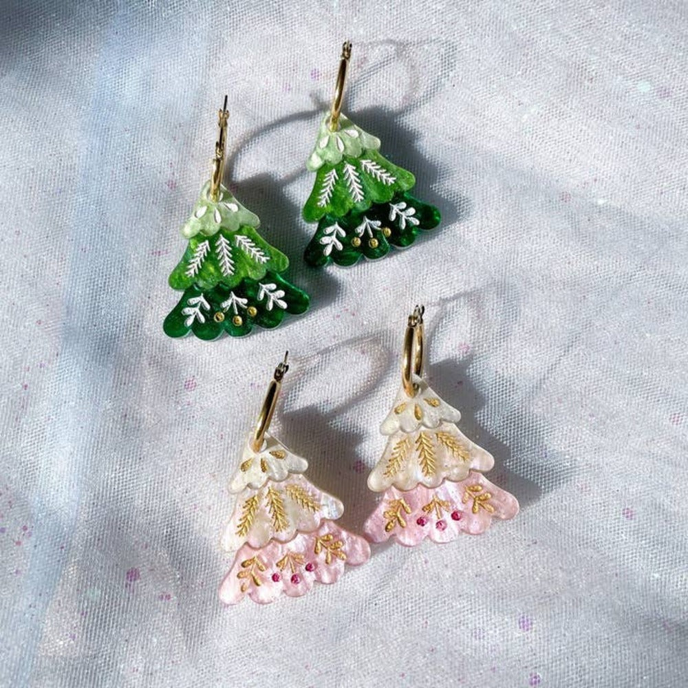 Folk Christmas Tree Earrings 1