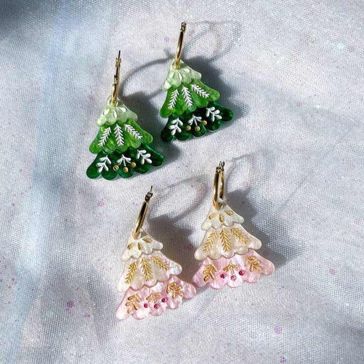 Folk Christmas Tree Earrings 1