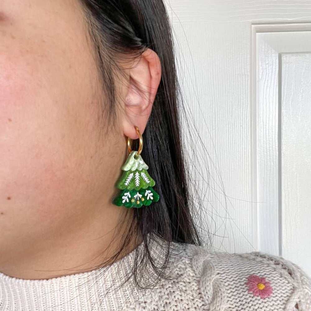 Folk Christmas Tree Earrings 2