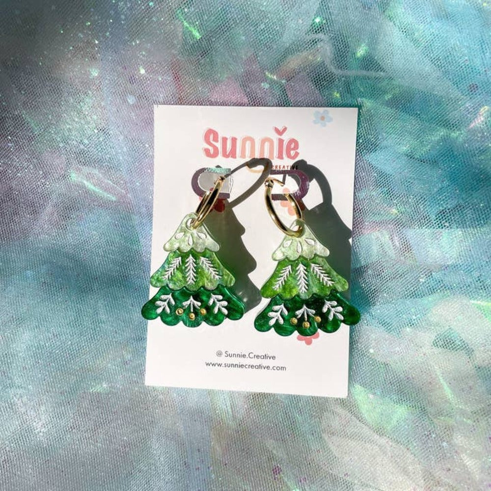 Folk Christmas Tree Earrings 