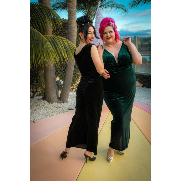 Formal Athena Gown  Dress - Stretch Velvet, Black