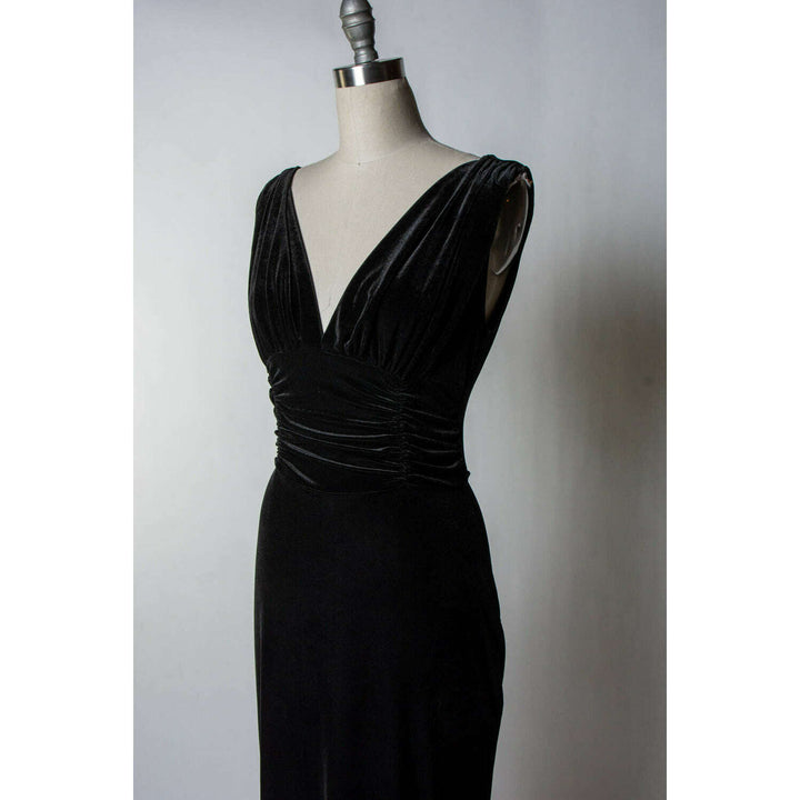 Formal Athena Gown  Dress - Stretch Velvet, Black