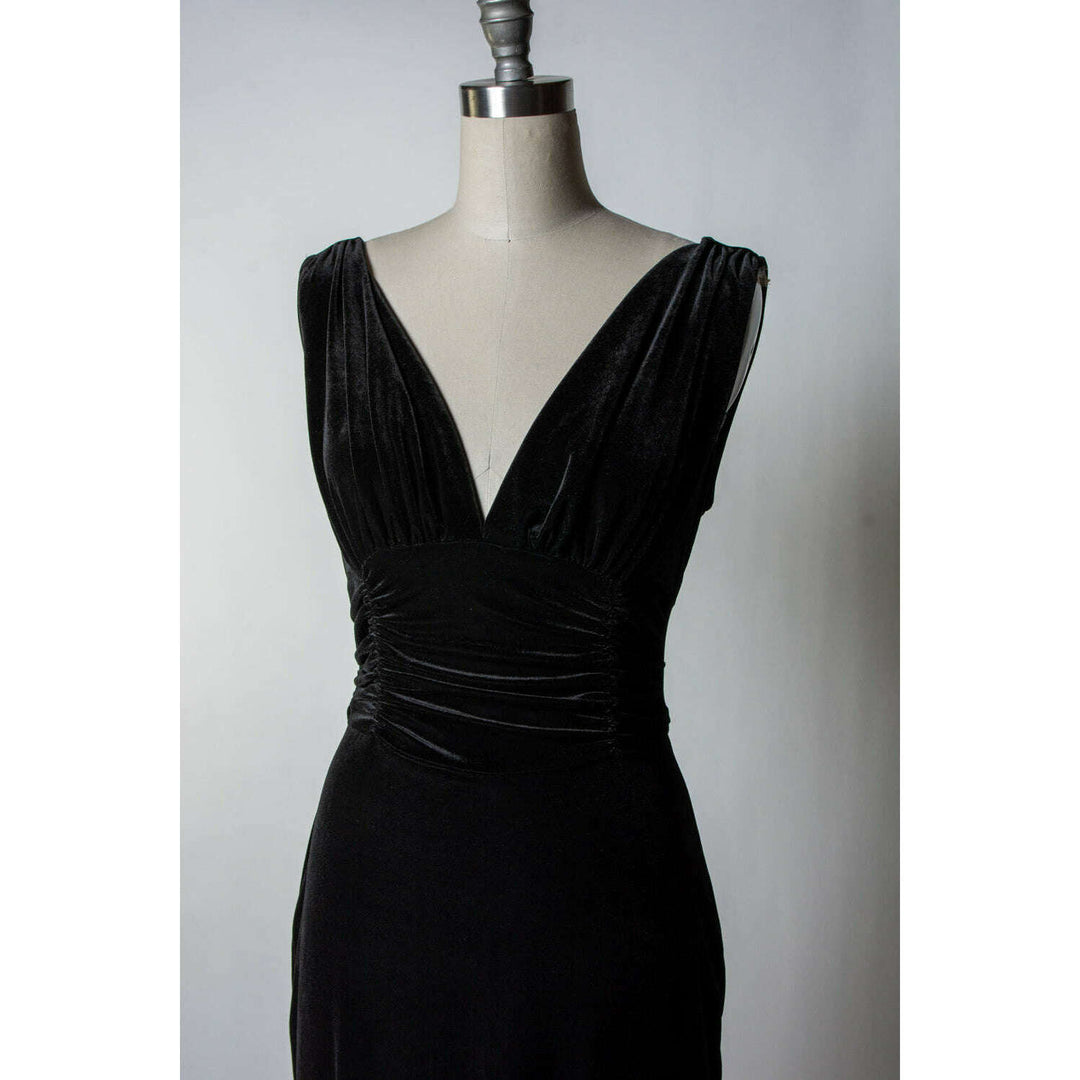 Formal Athena Gown  Dress - Stretch Velvet, Black