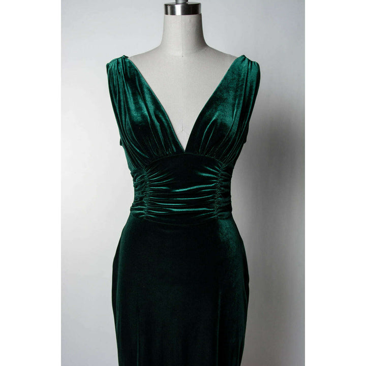 Formal Athena Gown Dress - Stretch Velvet, Hunter Green